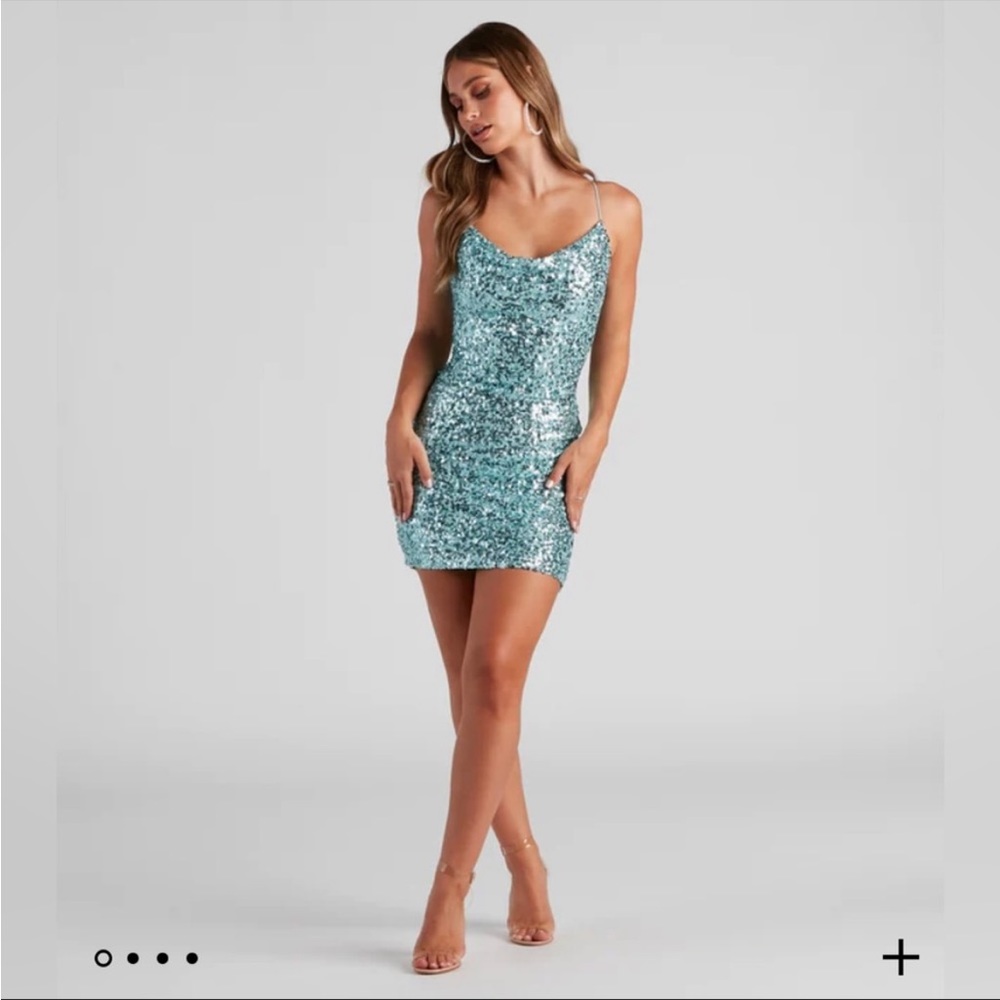 Allie Formal open back dress in Blue